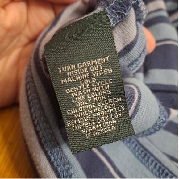 Lauren Ralph Lauren Blue Striped Long Sleeve Blouse size L - Picture 6 of 7